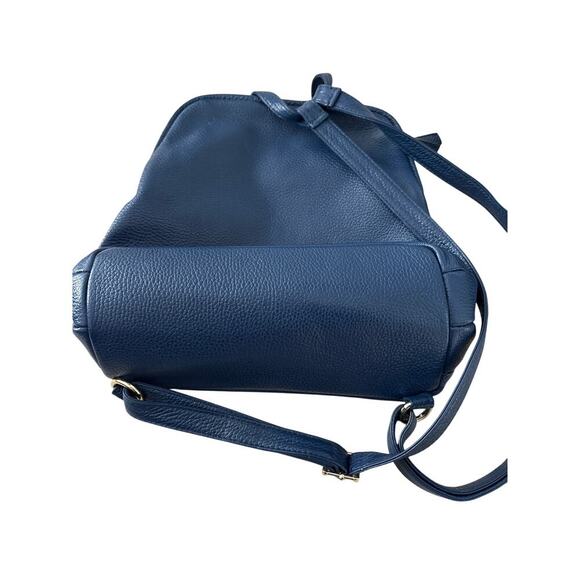 Bruno Rossi Italian Leather Backpack Navy Blue Convertible - Picture 7 of 7